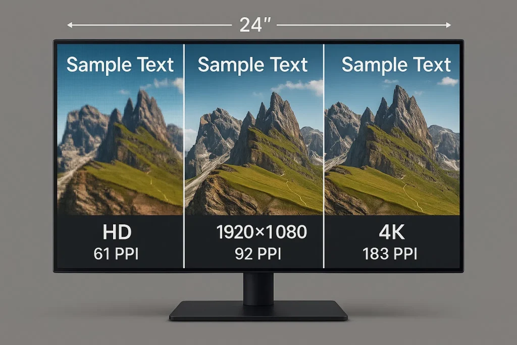 PPI illustration for same screen sizes