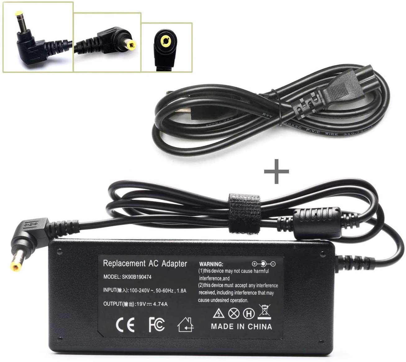 CHARGER TOSHIBA GENERICO 90W / 19V / 4.74A / 5.5 x 2.5MM