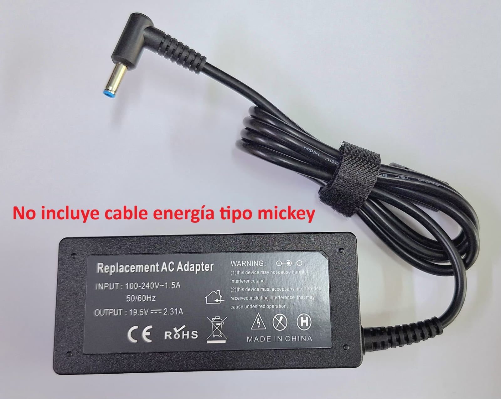 CHARGER CERTIFIED COMPATIBLE HP COMPAQ 45W / 19.5V / 2.31A / 3.0 X 4.5 MM PUNTA BLUE