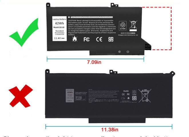 BATTERY DELL LATITUDE 12 7280 7290 13 7380 7390 14 7480 7490 DJ1J0 CERTIFIED COMPATIBLE - Image 2