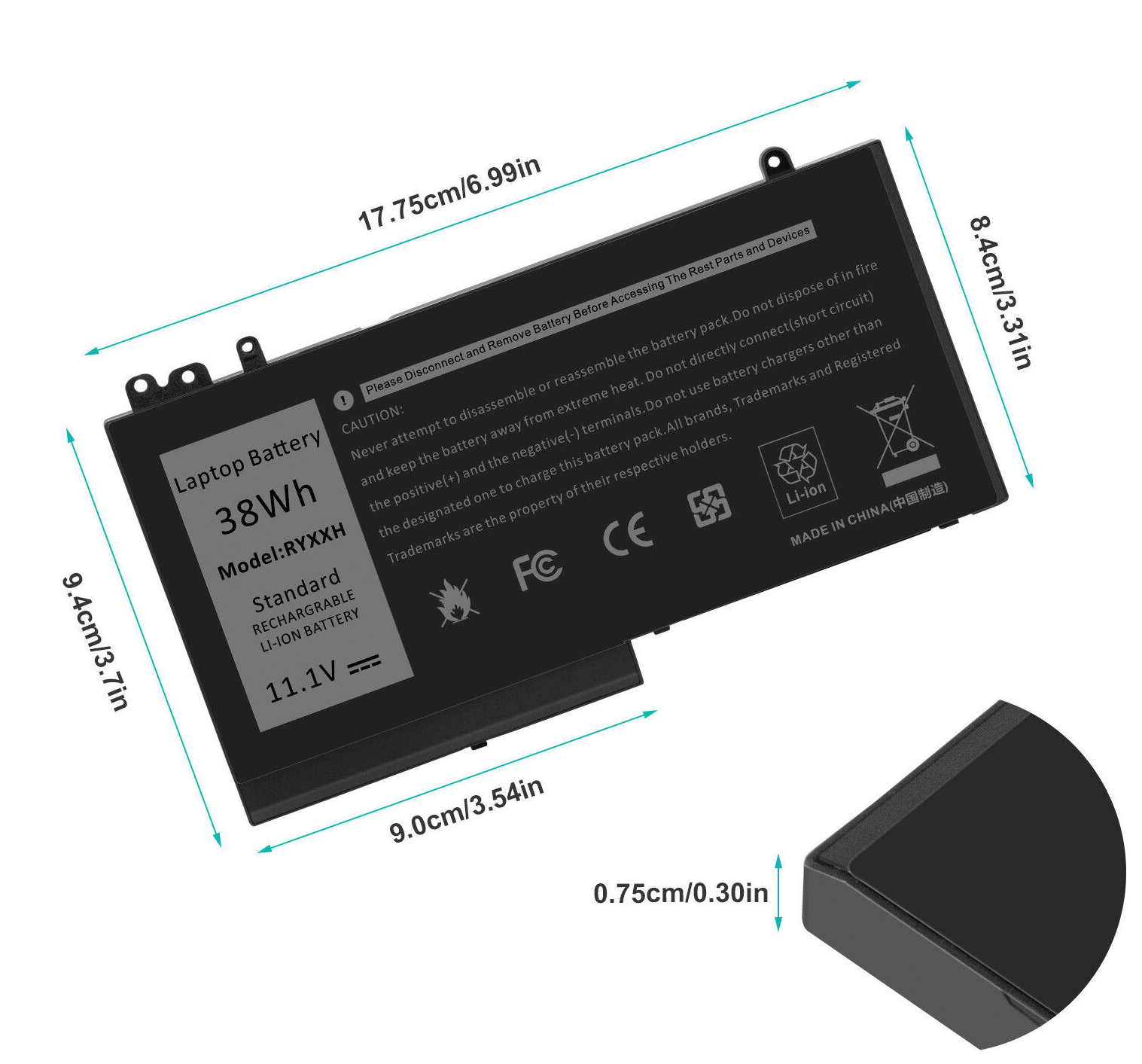 BATTERY DELL LATITUDE 5000 E5250 E5450 E5550 3150 3160| RYXXH - Image 4