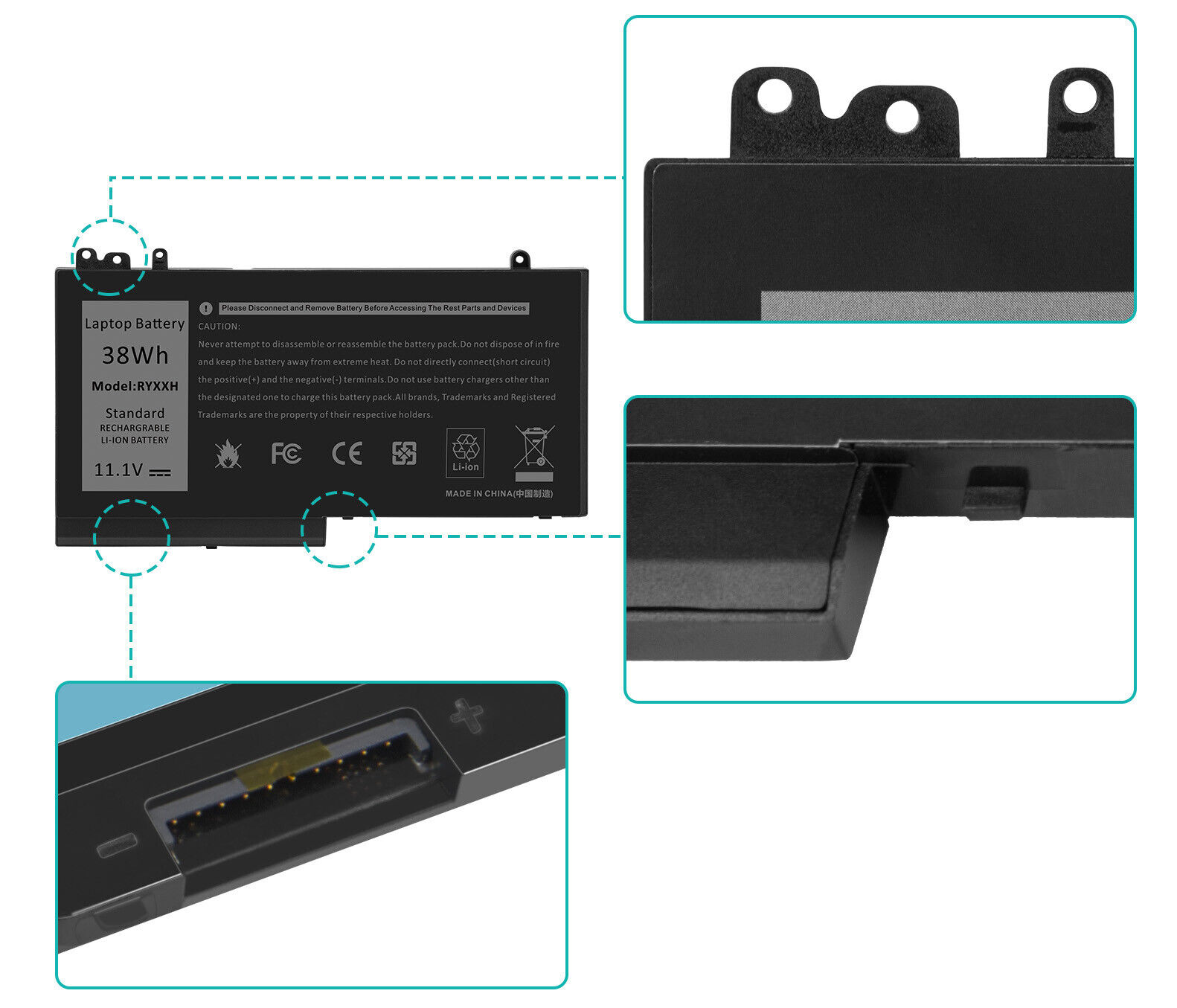 BATTERY DELL LATITUDE 5000 E5250 E5450 E5550 3150 3160| RYXXH - Image 3
