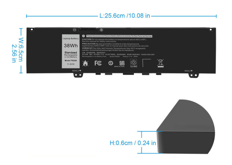 BATTERY DELL INTERNA F62G0 RPJC3 INSPIRON 13 7000 2-in-1 7373 7386 7370 7380 5370 - Image 2