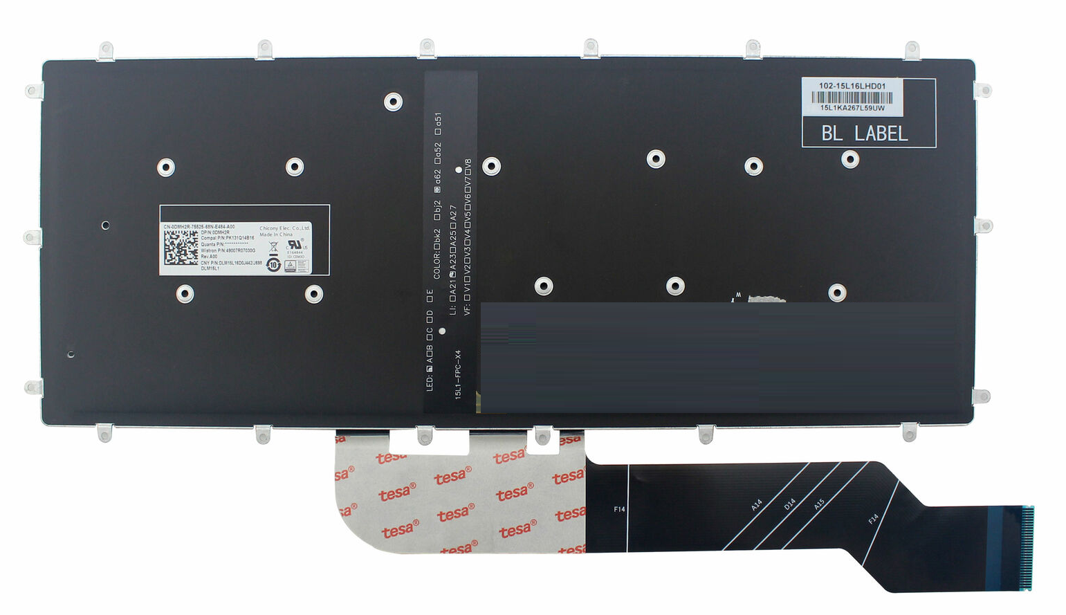 KEYBOARD DELL 13-5368 13-5378 13-5578 14-7466 14-7467 15-5568 15-5578 BLACK ESPANOL REMACHADO WITHOUT FRAME - Image 2