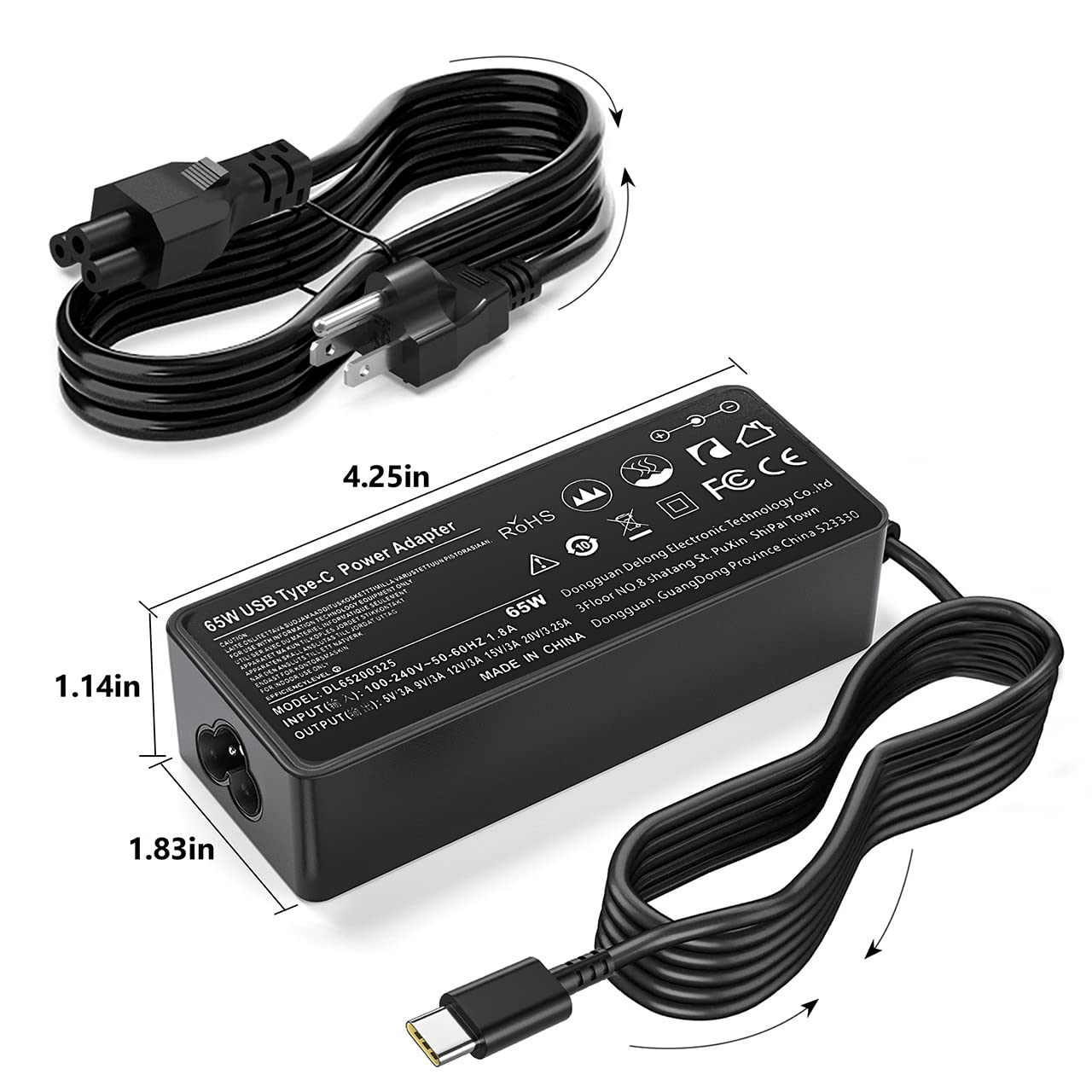 CHARGER CERTIFIED COMPATIBLE IBM LENOVO 65W / 20V 15V 9V 5V / 3.25A 3A 2A / TYPE C - Image 2