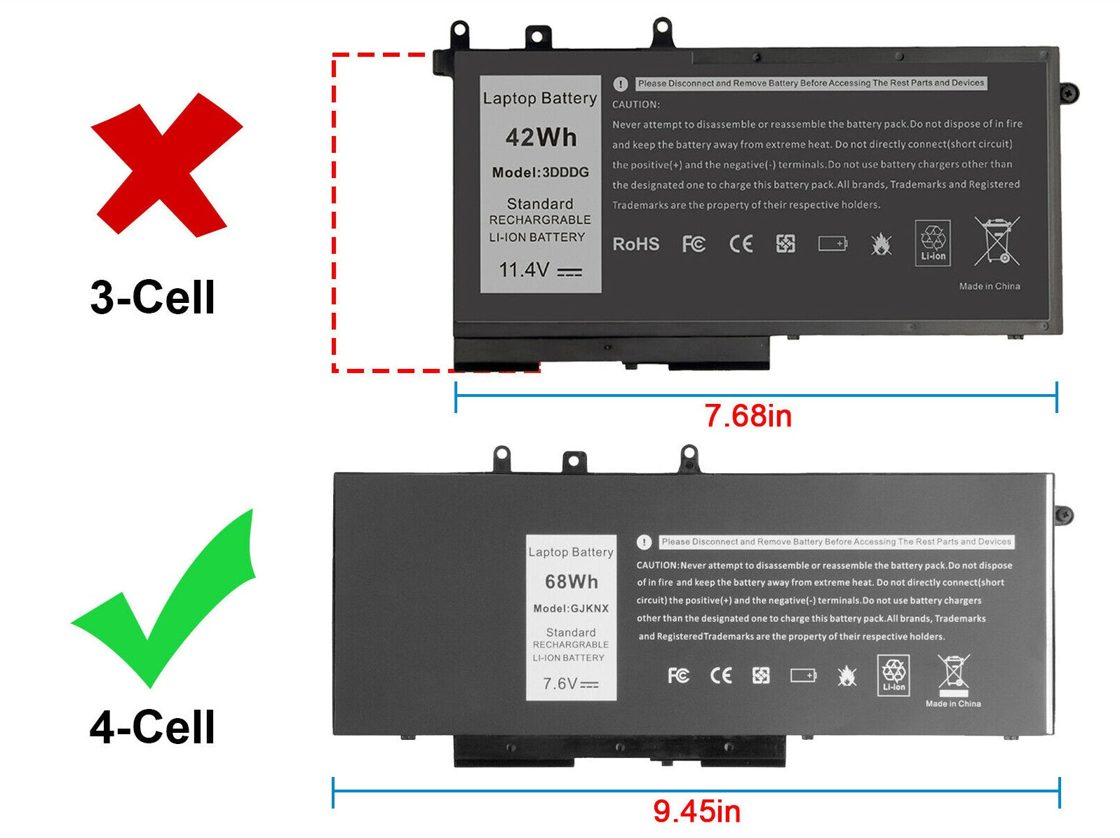 BATTERY DELL LATITUDE 5480 5580 5280 5490 5590 GJKNX GD1JP 5YHR4 - Image 2