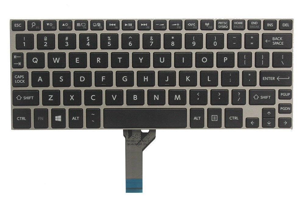 KEYBOARD TOSHIBA NB10 NB10-A NB10T-A BLACK WITH FRAME SILVER - Image 2