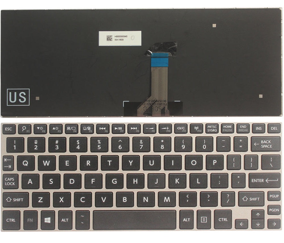 KEYBOARD TOSHIBA NB10 NB10-A NB10T-A BLACK WITH FRAME SILVER
